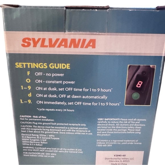 Sylvania 2-Pack Digital Timers w/ Photocell Sensor NIB w/ Manual Model V2045-60 - Picture 5 of 11
